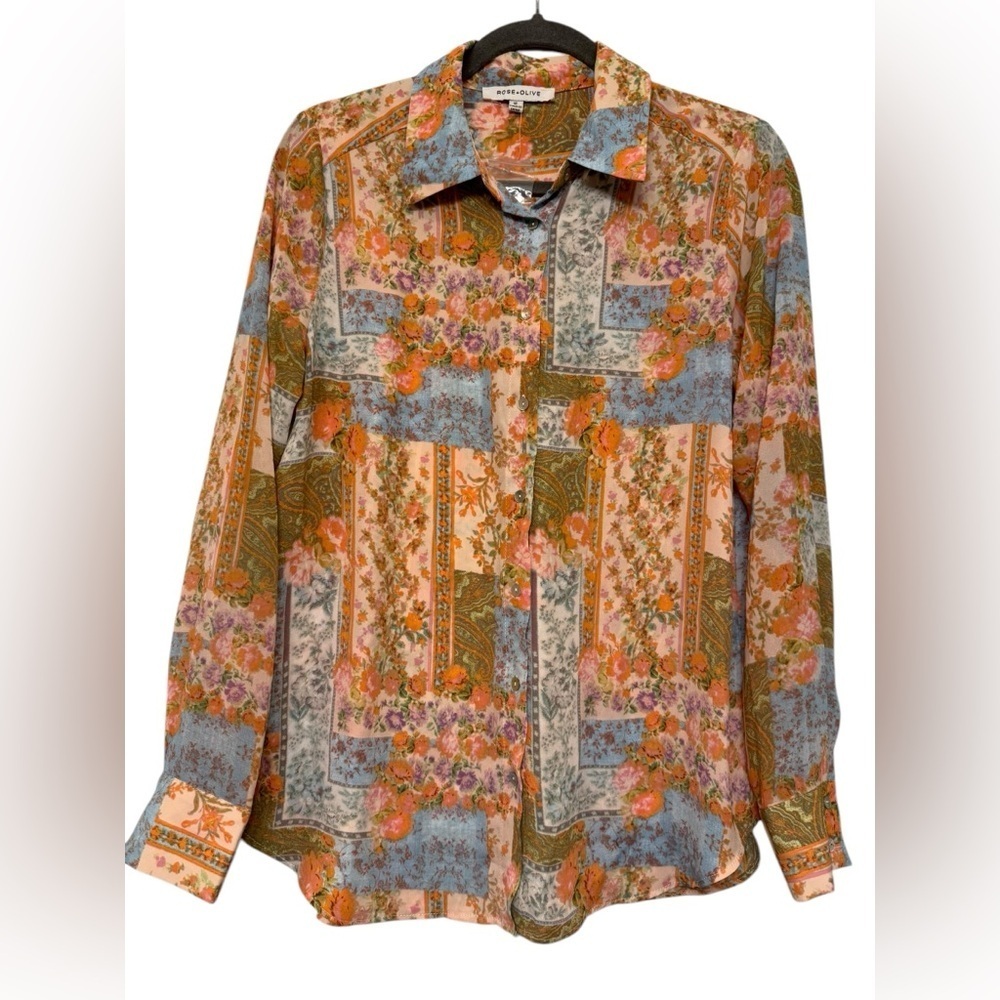 Rose + Olive Floral Patchwork Blouse